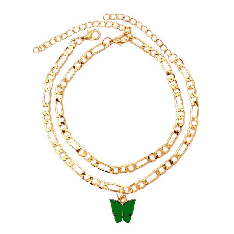 2Pcs/Set Copper Chain Anklet for Women Beach Foot Chain Female Anklet