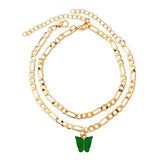 2Pcs/Set Copper Chain Anklet for Women Beach Foot Chain Female Anklet