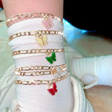 2Pcs/Set Copper Chain Anklet for Women Beach Foot Chain Female Anklet