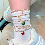 2Pcs/Set Copper Chain Anklet for Women Beach Foot Chain Female Anklet