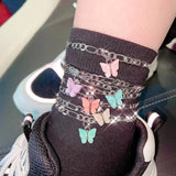 2Pcs/Set Copper Chain Anklet for Women Beach Foot Chain Female Anklet