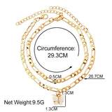 2Pcs/Set Copper Chain Anklet for Women Beach Foot Chain Female Anklet