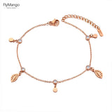 Bohemia Leaf Charm Anklets CZ Crystal Foot Jewelry
