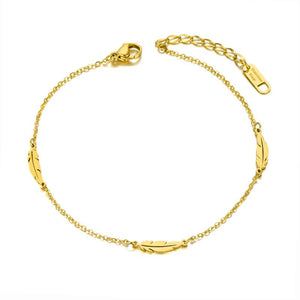 Bohemia Stainless Steel Feather Anklets for Women