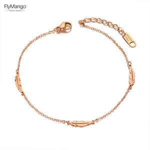 Bohemia Stainless Steel Feather Anklets for Women