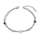 Heart Charm Anklet Stainless Steel CZ Crystal Foot Jewelry