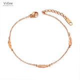 Bohemia Stainless Steel Feather Charm Anklets For Women