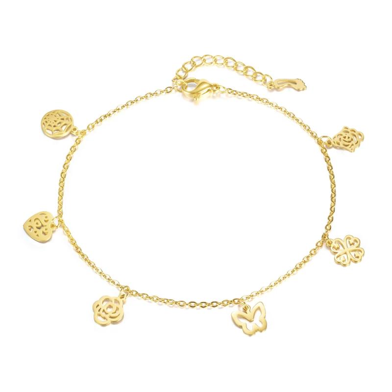 Stainless Steel Butterfly Heart Anklet