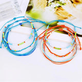 Bohemian Anklet Seedbeads Wax Line Weave Anklet&Bracelet Set