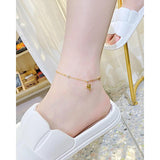 Zircon Heart Stainless Steel Anklets for Women