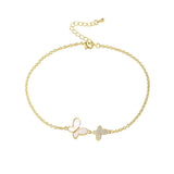 High Zircon Double Butterfliers Anklets Bracelets Women Girls