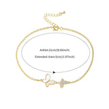 High Zircon Double Butterfliers Anklets Bracelets Women Girls