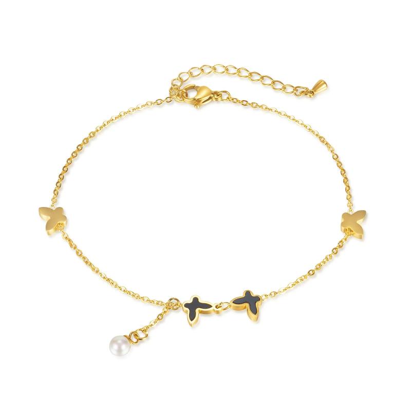 Butterfly Pearl Anklet for Women