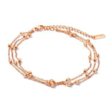 Women's Charm Stainless Steel Beads Anklets Rose Foot Jewelry Gift