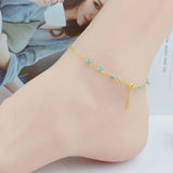 Colorful Green CZ Beads Anklet for Women