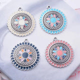 12pcs Round Enamel Ear Pendant DIY Bohemian Earring Components