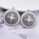 12pcs Round Enamel Ear Pendant DIY Bohemian Earring Components
