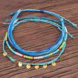 Bohemian Anklet Round Metal Charm Seedbeads Weave Anklet&Bracelet