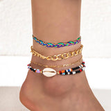 Colorful Shell Pendant Anklet Set for Women