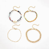 Colorful Shell Pendant Anklet Set for Women