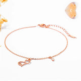 Rose Anklet with Little Cat Pattern Crystal Stainless Steel Jewelry