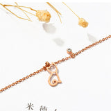 Rose Anklet with Little Cat Pattern Crystal Stainless Steel Jewelry