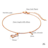 Rose Anklet with Little Cat Pattern Crystal Stainless Steel Jewelry