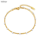 Boho Double Layer Pearl Chain Anklet JA21024