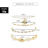 Shell Bee Alloy Anklets 4Pcs/Sets Shell Crystal Leg Bracelet