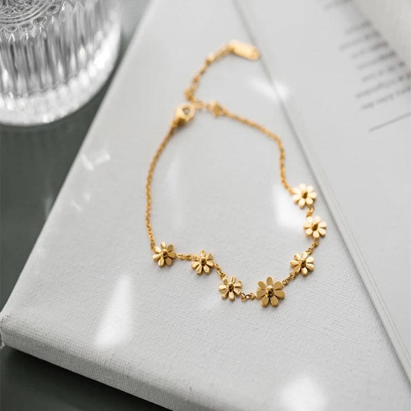 316L Stainless Steel Flowers Anklets Charms Fairy Anklets For Women