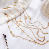 Vintage Heart Anchor Pearl Anklet Set for Women