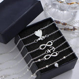 Vintage Heart Anchor Pearl Anklet Set for Women