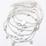 Vintage Heart Anchor Pearl Anklet Set for Women