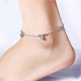 Small Bell Silver Chain Anklet for Women Girls Leg Bracelet