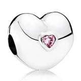 Two-tone Freehand Clover Flower Heart Charm 925 Silver Bead