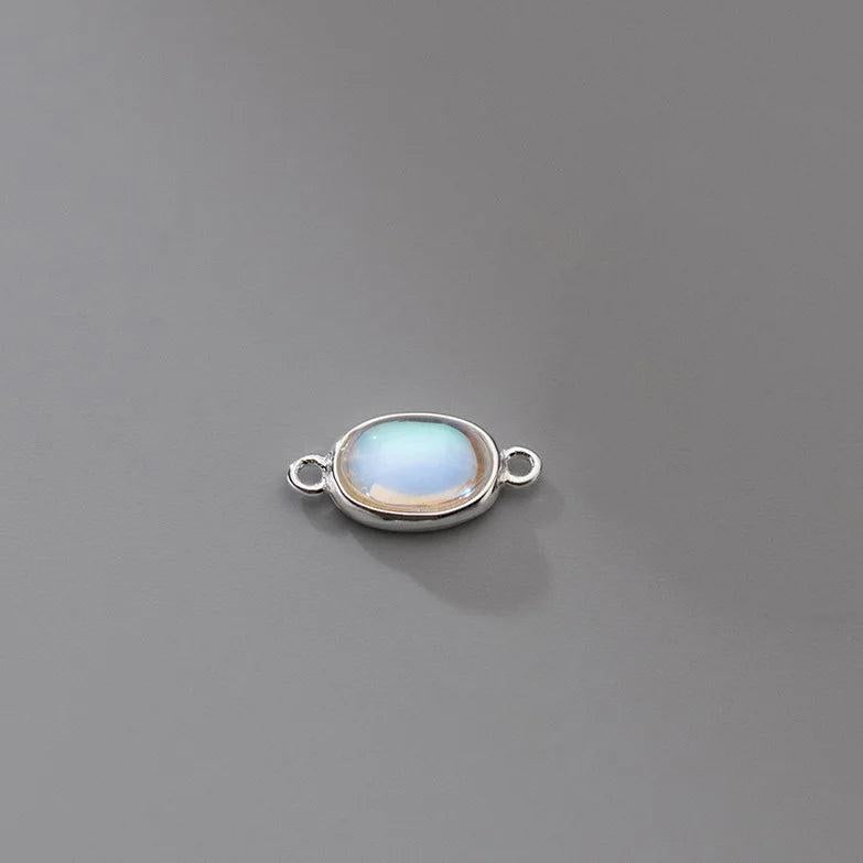 925 Silver Moonstone Oval Pendant Charms DIY Making Accessory