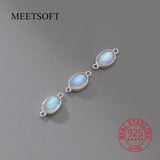 925 Silver Moonstone Oval Pendant Charms DIY Making Accessory