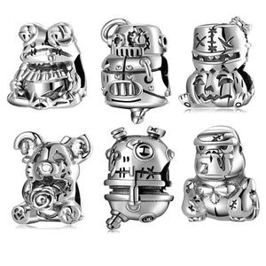 925 Silver Egyptian Culture Beads Pirate Gothic Halloween Charms Bracelet