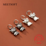 S925 Sterling Silver Little Raccoon Charms for DIY Bracelet Necklace