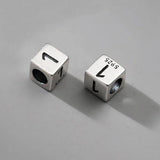 S925 Silver Geometry Squares Number Pendant Charms for Bracelet DIY