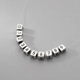 S925 Silver Geometry Squares Number Pendant Charms for Bracelet DIY