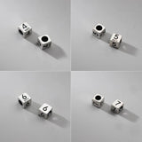 S925 Silver Geometry Squares Number Pendant Charms for Bracelet DIY