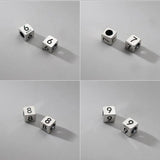 S925 Silver Geometry Squares Number Pendant Charms for Bracelet DIY