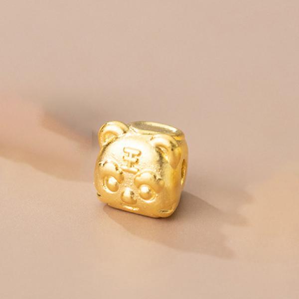 S999 Silver Chinese Zodiac Tiger 18K Beads Charms for DIY Making