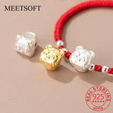S999 Silver Chinese Zodiac Tiger 18K Beads Charms for DIY Making