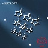 925 Sterling Silver Stars Hollow Charms DIY Jewelry Necklace Accessory