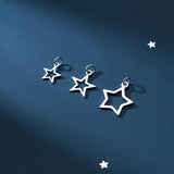 925 Sterling Silver Stars Hollow Charms DIY Jewelry Necklace Accessory