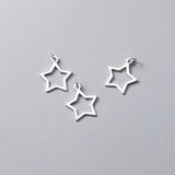 925 Sterling Silver Stars Hollow Charms DIY Jewelry Necklace Accessory