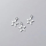 925 Sterling Silver Stars Hollow Charms DIY Jewelry Necklace Accessory