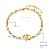 Double Layer Pearl Chain Anklet Stainless Steel Foot Jewelry